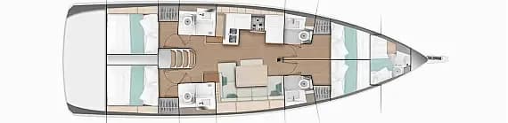 Deck plan of Sun Odyssey 490 in Corfu / Gouvia / D-Marin Marina Gouvia