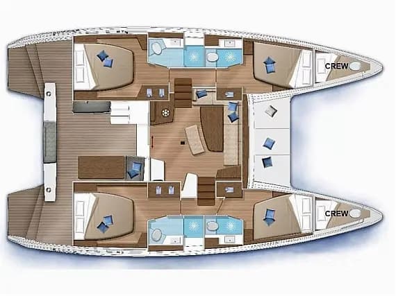 Planul punții pentru Lagoon 46 in Athens / Alimos Marina