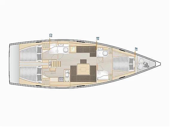 Deck plan of Hanse 458 in Kos / Marina Kos