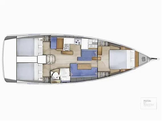 Deck plan of Sun Odyssey 410 in Tenerife / Las Galletas / Marina del Sur