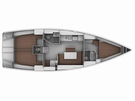 Deck plan of Bavaria 40 Cruiser in Lefkada / Nydri Port
