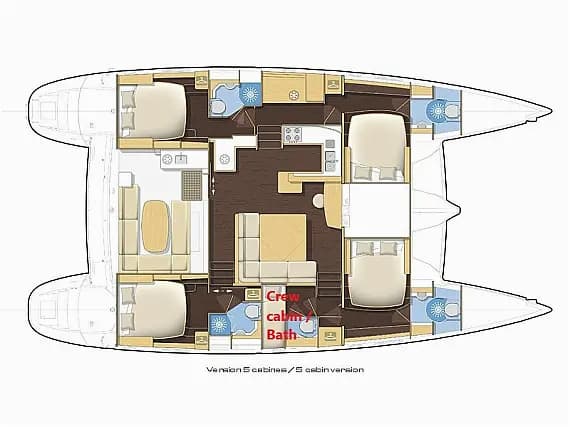 Planul punții pentru Lagoon 500 in Palairos / Marina Paleros