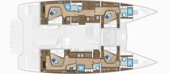 План на палубата на Lagoon 55 in Sicily / Capo d'Orlando Marina