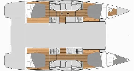 Elba 45 in Rhodes New Marina 的甲板布局图