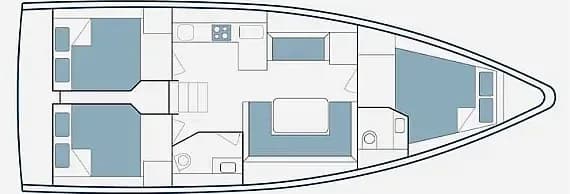 Deck plan of Bavaria C42 in Lefkada / Nikiana Marina
