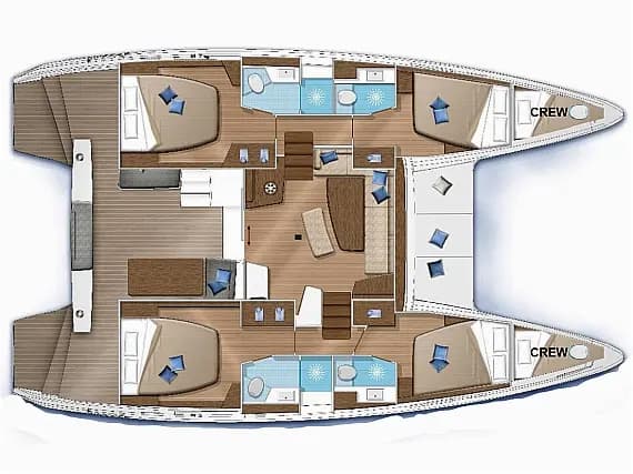 Planul punții pentru Lagoon 42 in Sardinia / Olbia / Marina Golfo Cugnana