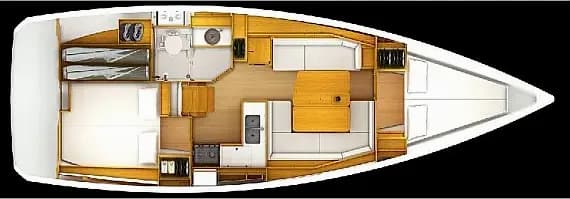 Deck plan of Sun Odyssey 389 in Tortola / Road Town / Fort Burt Marina
