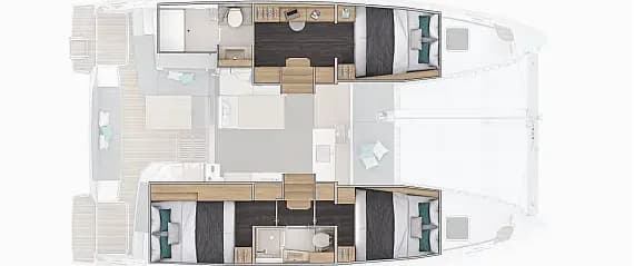 Deck plan of Lagoon 38 in Porto Heli