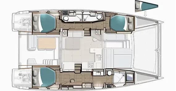 Deck plan of Leopard 43 in St. Lucia / Castries / Rodney Bay Marina