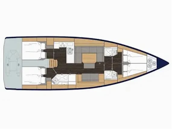 Deck plan of Bavaria C45 Style in Lavrion / Olympic Marina