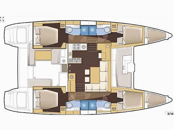 Planul punții pentru Lagoon 450 Fly in Koh Chang