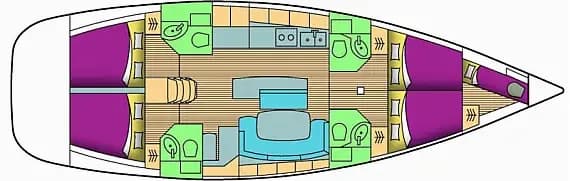 Deck plan of Cyclades 50.4 in Athens / Alimos Marina