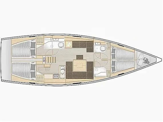 Deck plan of Hanse 458 in Lefkada / Port of Lefkas