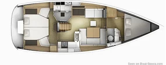 Deck plan of Sun Odyssey 41DS in Tortola / Road Town / Fort Burt Marina