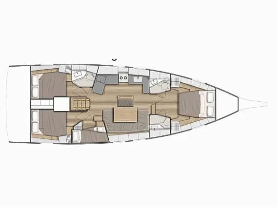 Deck plan of Oceanis 46.1 in Sardinia / Portisco / Cala dei Sardi
