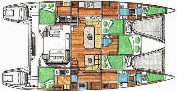 Privilege 51 in Ibiza / Santa Eulària des Riu / Marina Santa Eulalia 的甲板布局图
