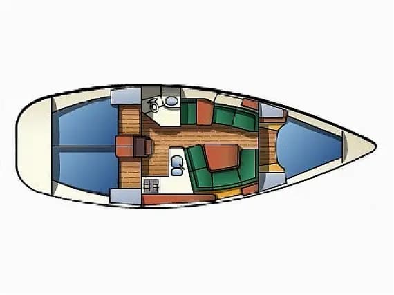 Deck plan of Sun Odyssey 37 in Athens / Alimos Marina
