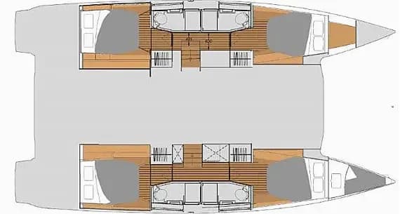 План на палубата на Elba 45 in Mykonos / Tourlos Marina