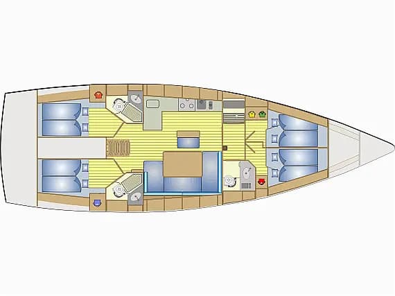 Deck plan of Bavaria Cruiser 46 in Lefkada / Nikiana Marina