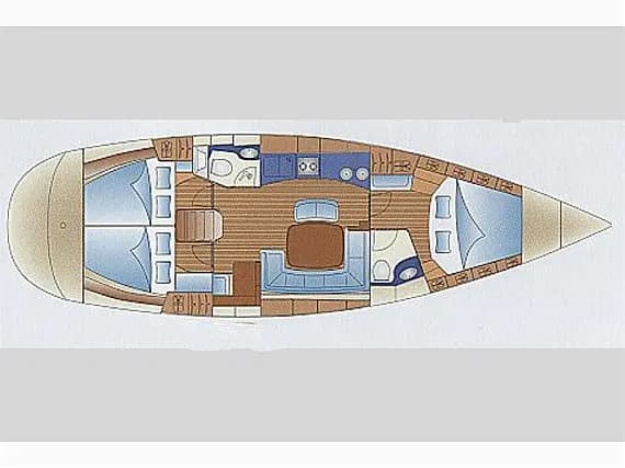 Deck plan of Bavaria 44 in Limenas Avdiron / Port of Avdira