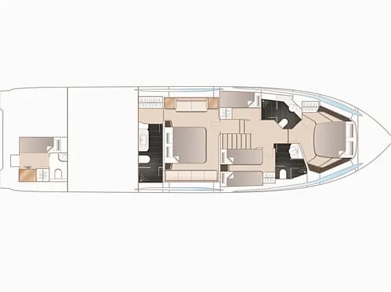 Deck plan of Princess S65 in Kaštel Gomilica / Marina Kaštela