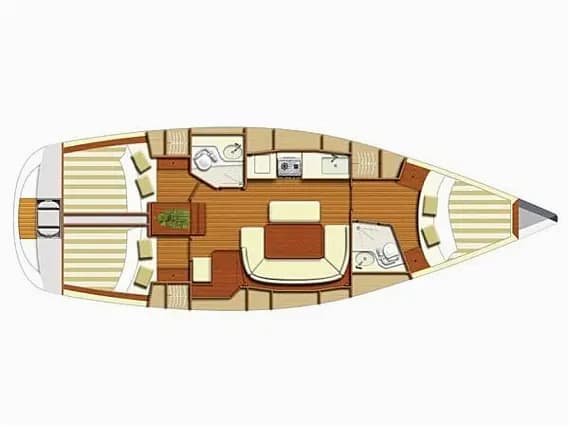 Planul punții pentru Dufour 385 Grand Large in Lefkada / Nikiana Marina