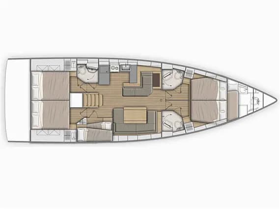 Deck plan of Oceanis 51.1 in Lavrion Main Port