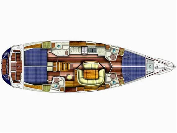 Deck plan of Sun Odyssey 49 in Lefkada / D-Marin Marina Lefkas