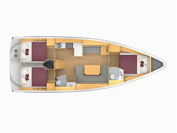 Deck plan of Bavaria C42 in Athens / Alimos Marina