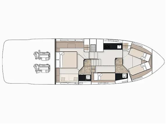 Deck plan of Fairline Squadron 50 in Seget Donji / Marina Baotić
