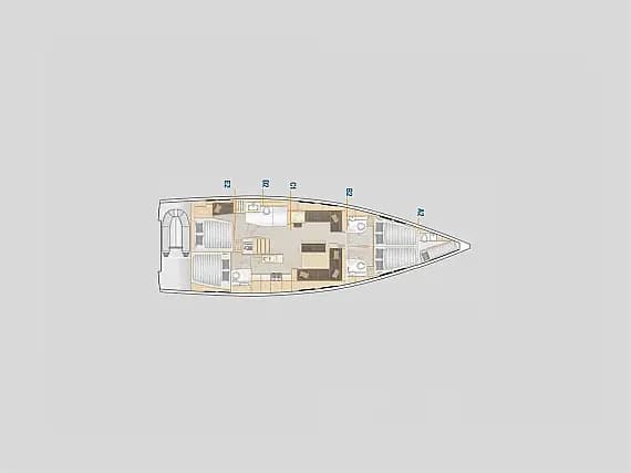 Deck plan of Hanse 548 in Lavrion / Olympic Marina