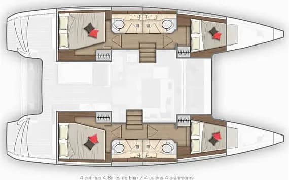 Planul punții pentru Lagoon 40 in Athens / Alimos Marina