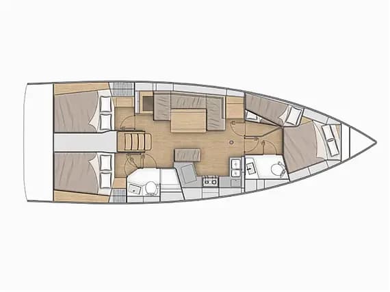 Deck plan of Oceanis 40.1 in Sardinia / Portisco / Cala dei Sardi