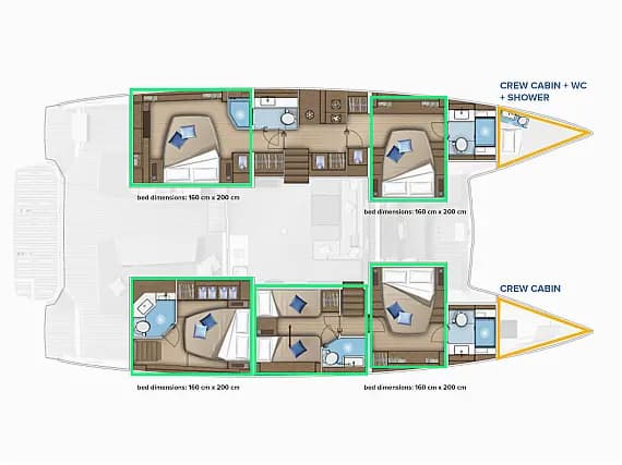 Planul punții pentru Lagoon 55 in Kaštel Gomilica / Marina Kaštela