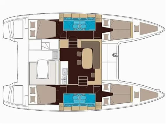 План на палубата на Lagoon 400 S2 in Sicily / Furnari / Marina Portorosa