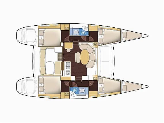 Planul punții pentru Lagoon 380 in Corfu / Gouvia / D-Marin Marina Gouvia
