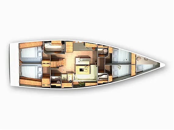 Deck plan of Hanse 505 in Šibenik / D-Marin Marina Mandalina