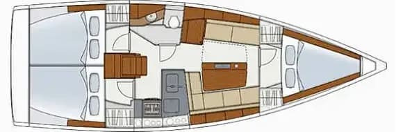 Deck plan of Hanse 345 in Preveza Main Port