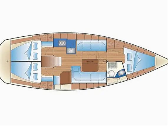 Deck plan of Bavaria 38 Cruiser in Lavrion Main Port