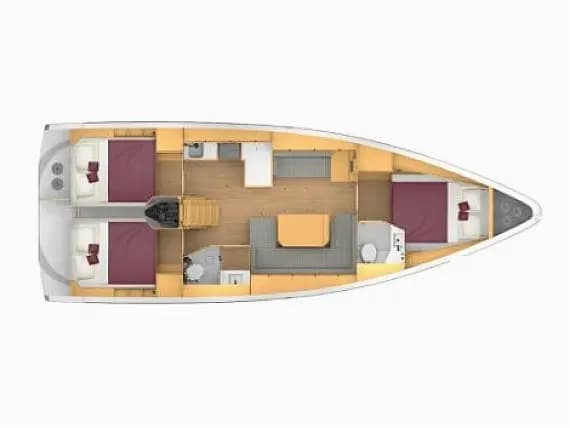 Deck plan of Bavaria C42 in Sukošan / D-Marin Dalmacija Marina