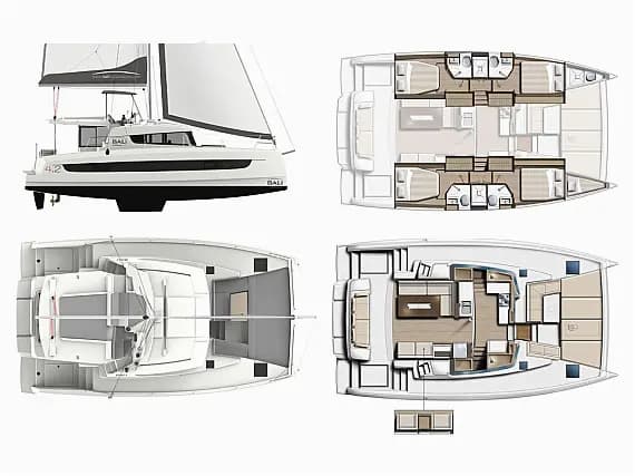 תוכנית הסיפון של Bali 4.2 in Marmaris / Albatros Marina