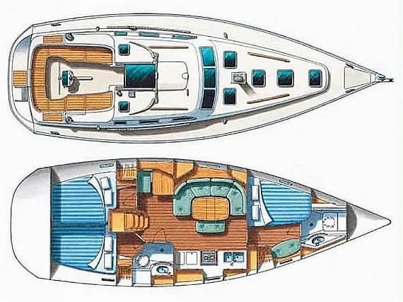 Deck plan of Oceanis 393 in Athens / Marina Delta Kallithea