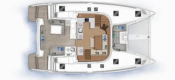 Planul punții pentru Lagoon 46 in Lefkada / D-Marin Marina Lefkas