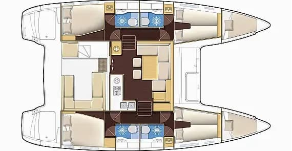 Planul punții pentru Lagoon 400 S2 in Lefkada / D-Marin Marina Lefkas