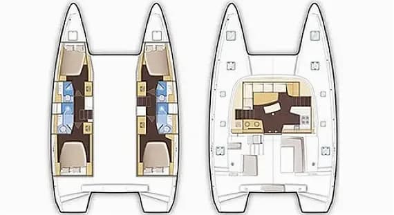 Planul punții pentru Lagoon 42 in Rhodes New Marina