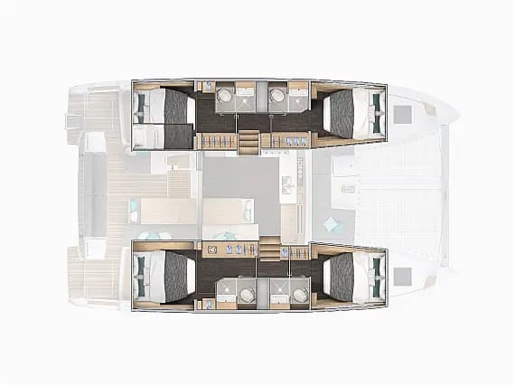 План на палубата на Lagoon 43 in Corfu / Mpenitses / Marina Benitses