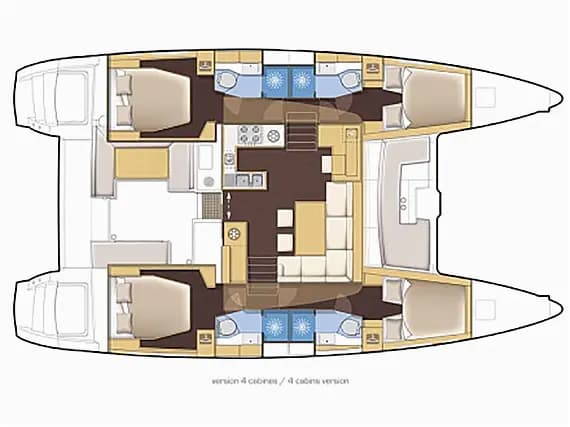 Planul punții pentru Lagoon 450 in Ibiza / Santa Eulària des Riu / Marina Santa Eulalia