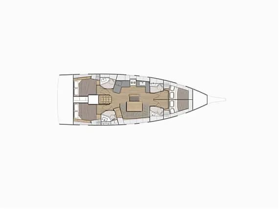 Deck plan of Oceanis 46.1 in Sardinia / Cannigione