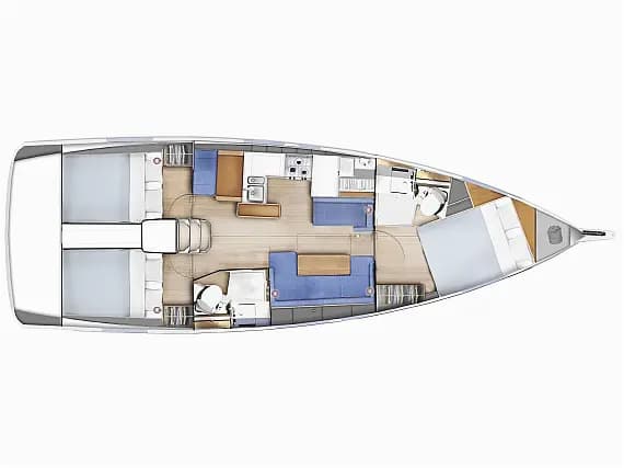 Deck plan of Sun Odyssey 410 in Corfu / Gouvia / D-Marin Marina Gouvia