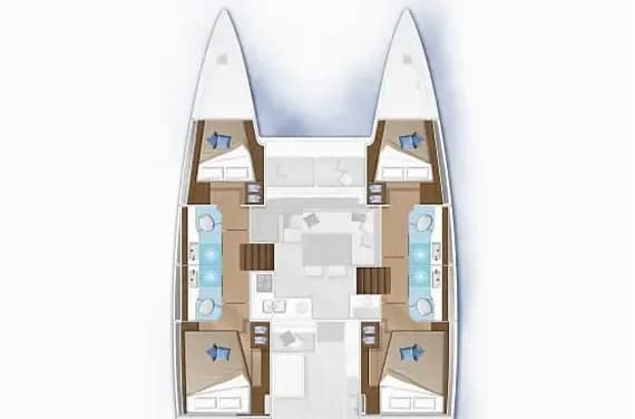 Deck plan of Lagoon 40 in Lefkada / D-Marin Marina Lefkas